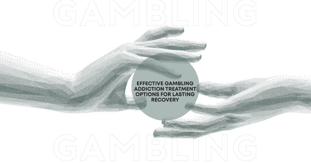 Gambling addiction treatment: Two hands reaching for a circle promoting effective recovery options, symbolizing support and hope.